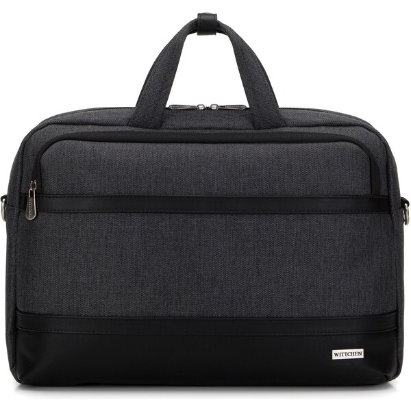 Wittchen Pánska taška na 15,6 notebook s lemom z ekokože, čierna 98-3P 52516436