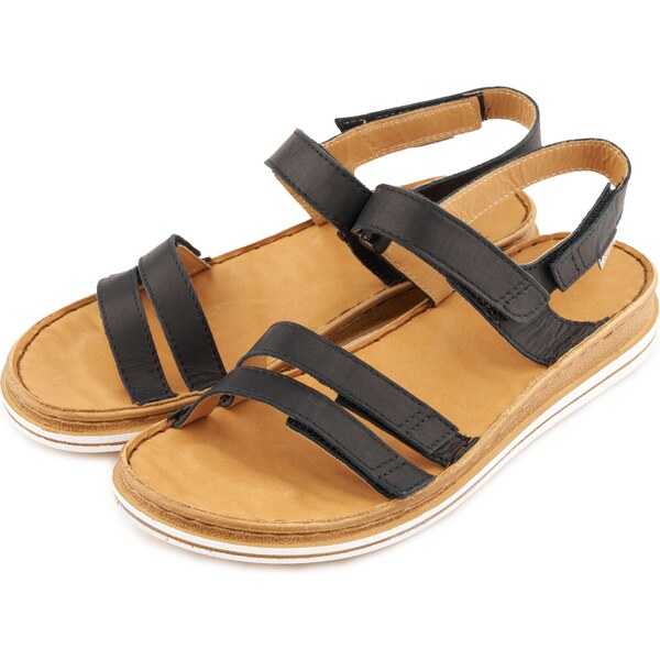 Vlnka Dámske zdravotné kožené sandále Vivian čierna veľkosti obuvi - 64285430