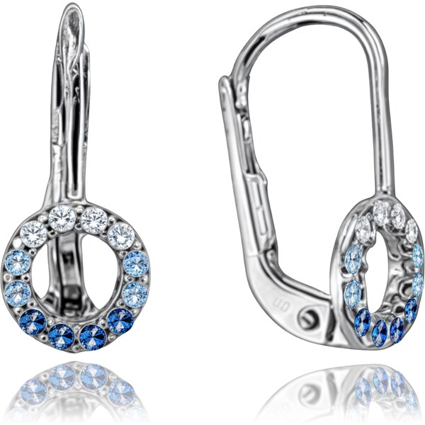 OLIVIE Náušnice z bieleho zlata krúžky s rôznofarebnými zirkónmi Au 66386225