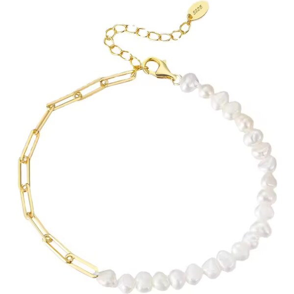 Olivie Strieborný perlový náramok GOLD 8721 52584574