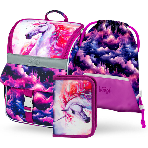 BAAGL 3 SET Zippy Jednorožec Království: aktovka, penál, sáček 62194221