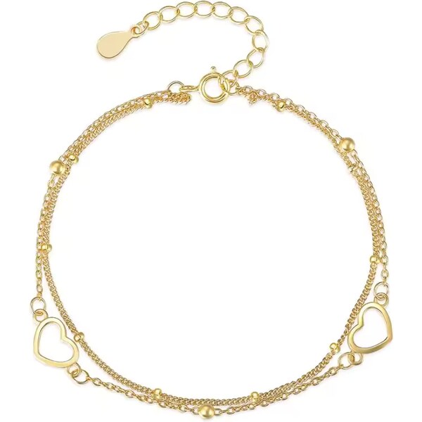 Olivie Strieborný srdiečkový náramok GOLD 8731 52584584