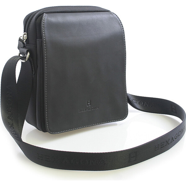 Čierna pánska kožená taška cez plece Hexagona 299162 čierna 56863923