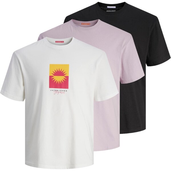 JACK & JONES Tričko MARBELLA levanduľová / pitaya / čierna / biela 54310613