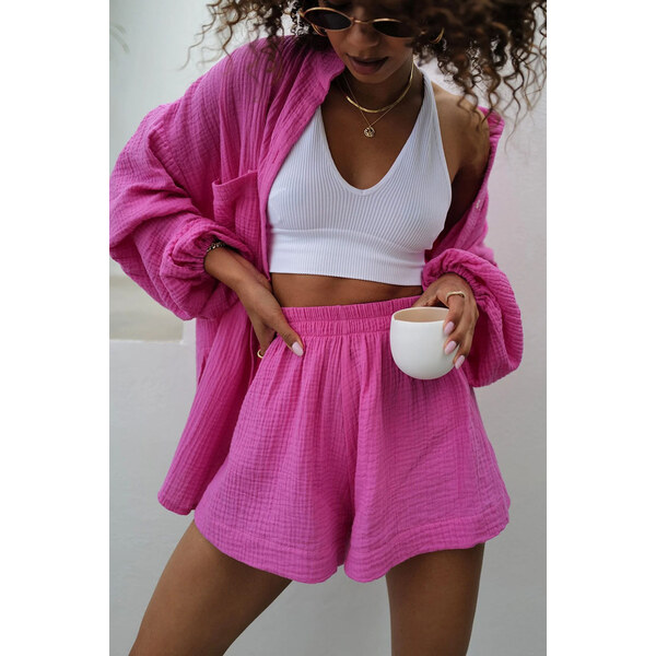 Mosquito Dámske mušelínové kraťasy Palma ružové, Farba ružová 52622349