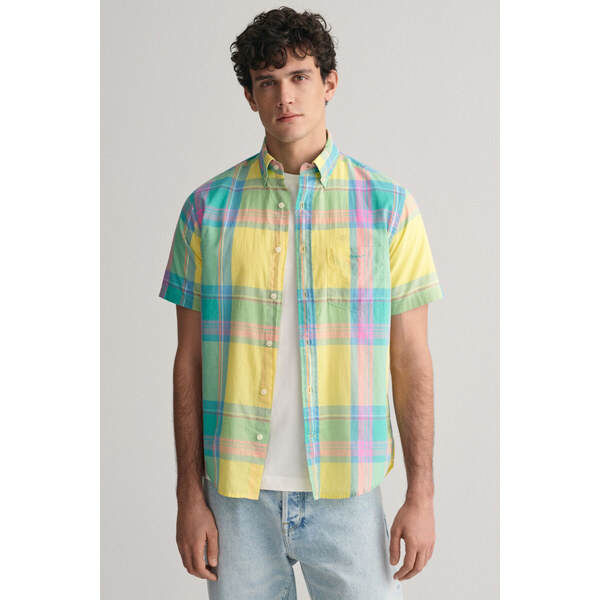 KOŠEĽA GANT REG COLORFUL MADRAS SS SHIRT LEMONADE YELLOW 52637660