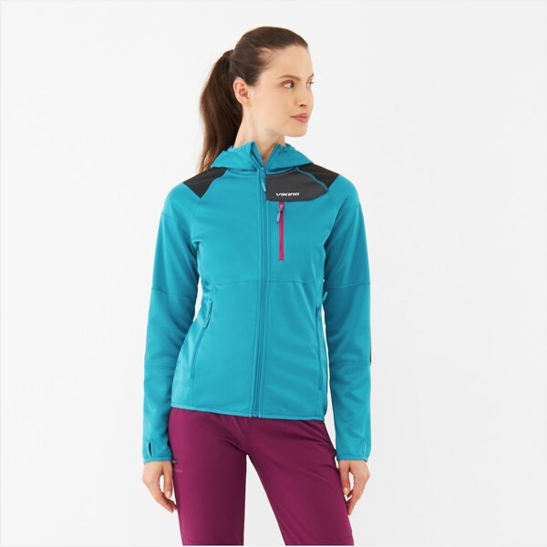 Dámska fleecová mikina s kapucňou Viking YOSEMITE tyrkysová 36600423