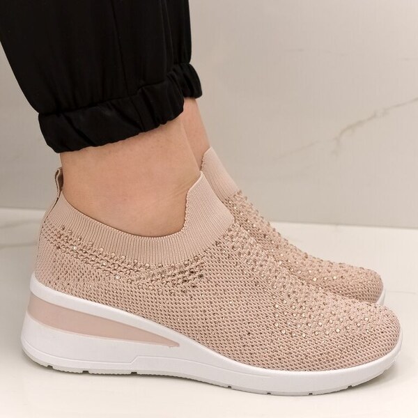 JOHN-C Dámske ružové kamienkové SLIP-ON tenisky KLARISA 52657267