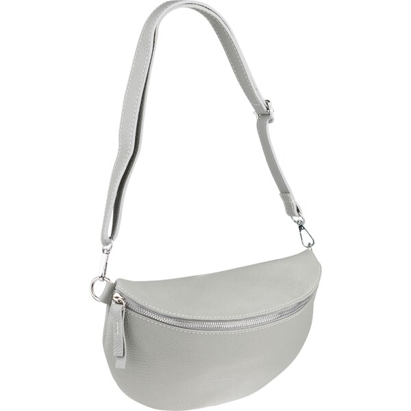 Sivá kožená talianska crossbody kabelka Reni Grande Grigia Nuvole 52659059