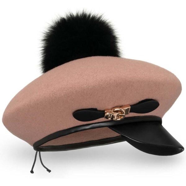 KRUMLOVANKA Zimná dámska čiapka - baret s brmbolcom a šiltom W-0751 66471249