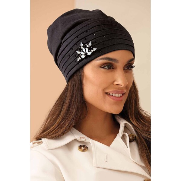 KRUMLOVANKA Dámska bavlnená čiapka zdobená bižutériou W-0631/018 63210301