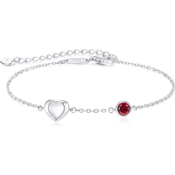 Glory Strieborný náramok Happy s perleťovým srdiečkom a červeným 52683210