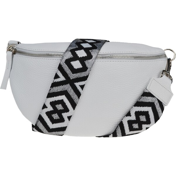 Biela kožená talianska crossbody kabelka Reni Grande Bianca s 52696400