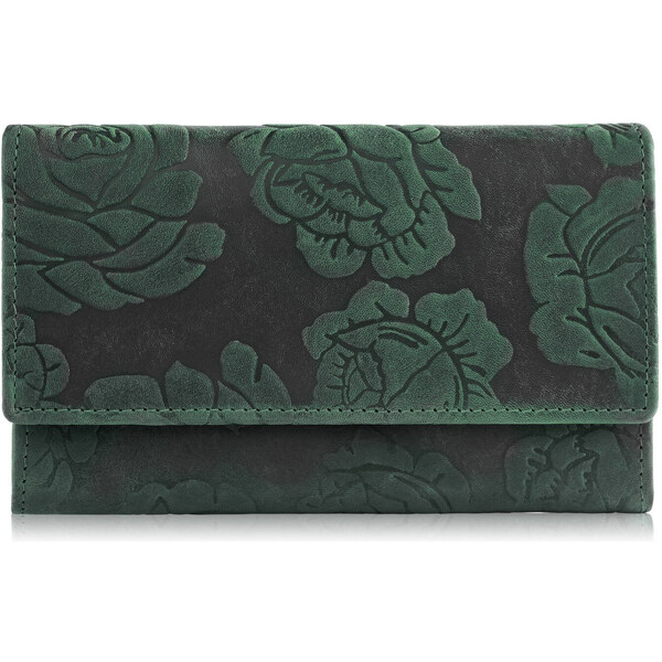 Paolo Peruzzi Dámska vintage kožená peňaženka veľká s kvetmi T-107-HGR 52696748