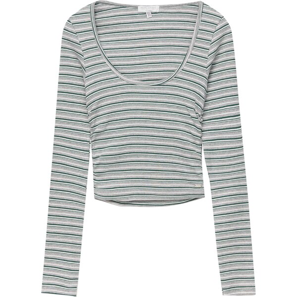 Pull&Bear Tričko sivá melírovaná / smaragdová / biela 54263431