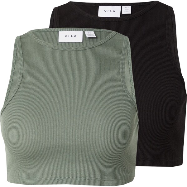 VILA Top FELIA tmavozelená / čierna 54329321