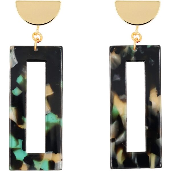 Fräulein Wunder Náušnice Akane béžová / zlatá / zelená / čierna 54319501