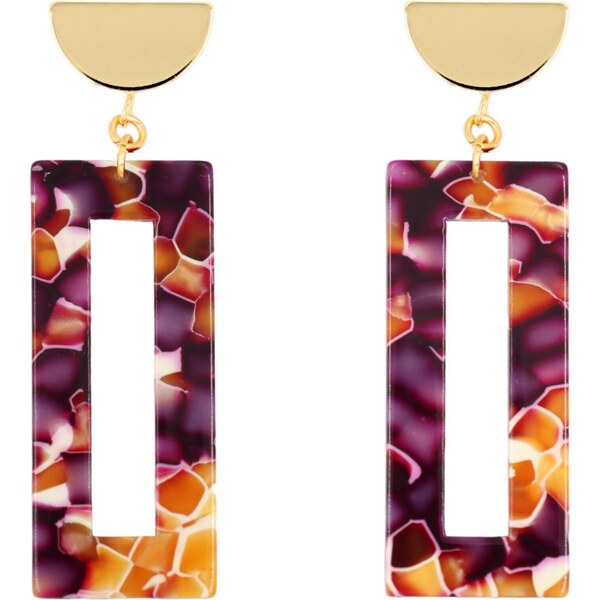 Fräulein Wunder Náušnice Akane zlatá / fialová / oranžová / biela 54319474