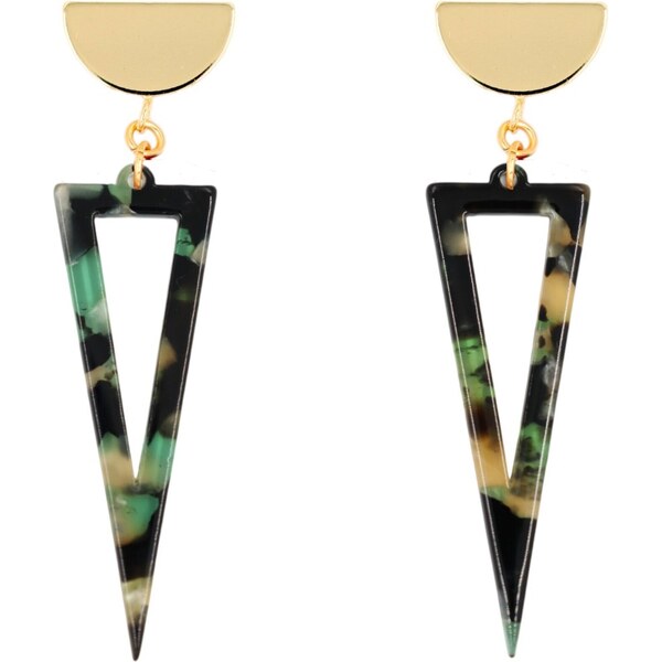 Fräulein Wunder Náušnice zlatá / zelená / čierna 54319487