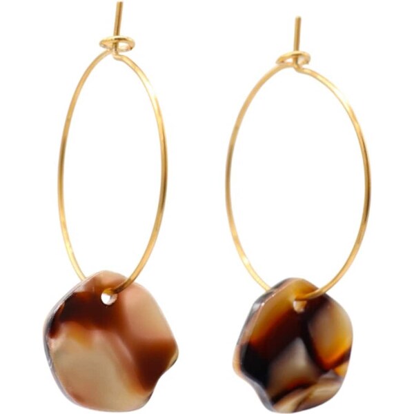 Fräulein Wunder Náušnice Alice hnedá melírovaná / zlatá 54319861