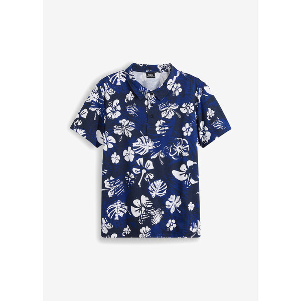 bonprix Polo tričko, krátky rukáv, z bio bavlny, farba modrá 52801412