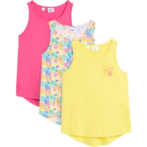 bonprix Dievčenský džersejový top (3 ks v balení) z bio bavlny, farba 52801631