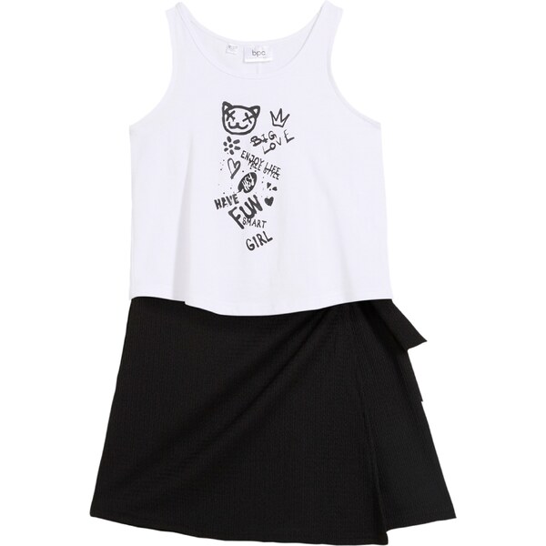 bonprix Top a nohavicová sukňa (2-dielna sada) z bio bavlny, farba 52801799