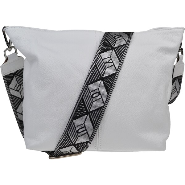 Biela kožená talianska crossbody kabelka Prisca Bianca s prídavným 52901056