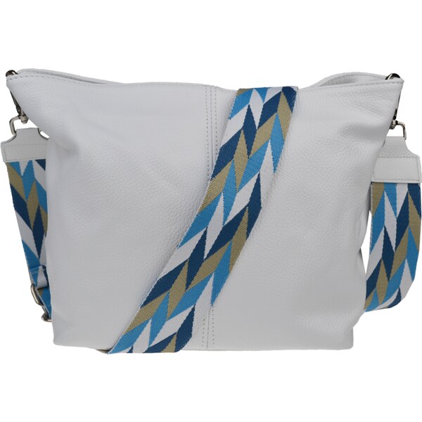 Biela kožená talianska crossbody kabelka Prisca Bianca s prídavným 52901058