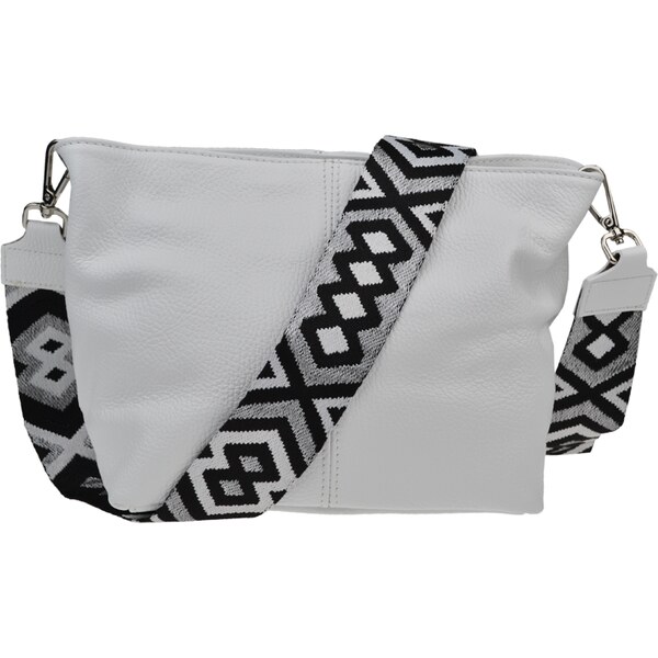 Biela kožená talianska crossbody kabelka Batilda Bianca s prídavným 52962747