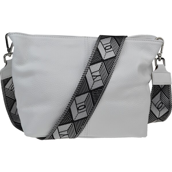 Biela kožená talianska crossbody kabelka Batilda Bianca s prídavným 52962749