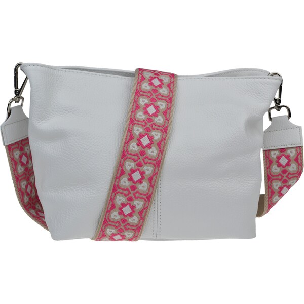 Biela kožená talianska crossbody kabelka Batilda Bianca s prídavným 52962751