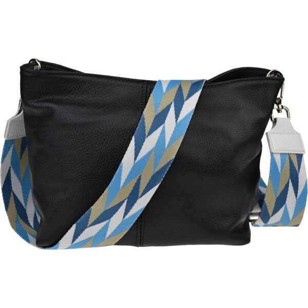 Čierna kožená talianska crossbody kabelka Batilda Nera s prídavným 52962753