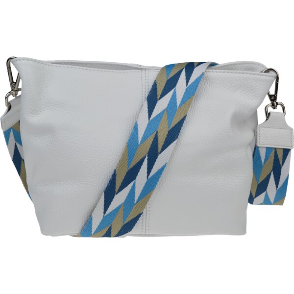 Biela kožená talianska crossbody kabelka Batilda Bianca s prídavným 52962752