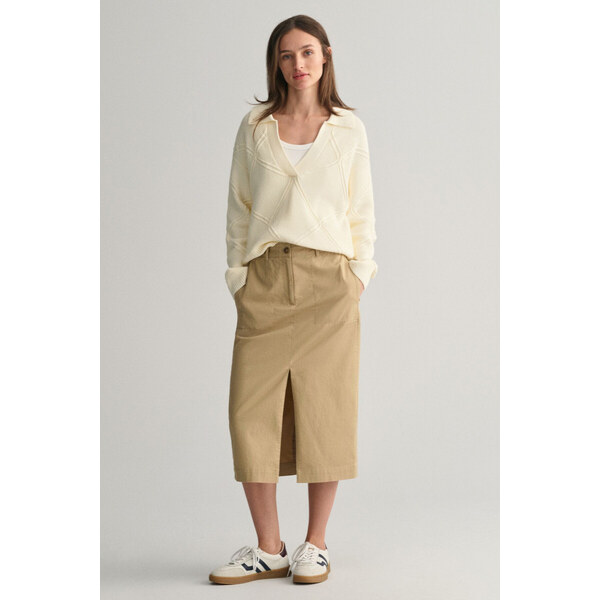 SUKŇA GANT CHINO SLIT SKIRT DARK KHAKI 53180729