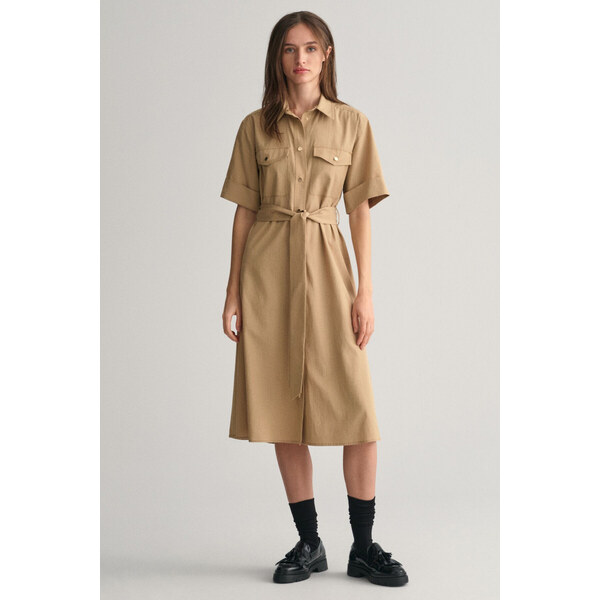 ŠATY GANT REG UTILITY SS SHIRT DRESS DARK KHAKI 53180734