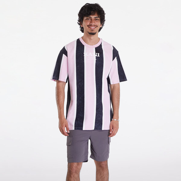 Tričko Karl Kani Retro Washed Stripe Tee Rose/ Grey/ White S 53183110