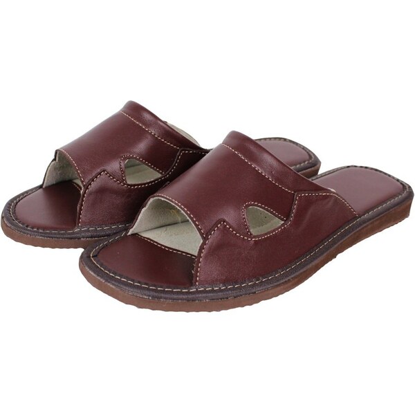 GP Dámske kožené papuče Betty tm. hnedé gaštan 53194674