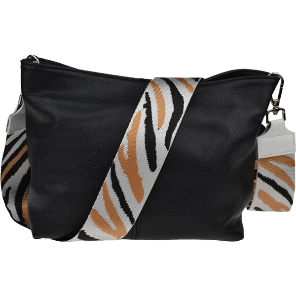 Čierna kožená talianska crossbody kabelka Batilda Nera s prídavným 53199648