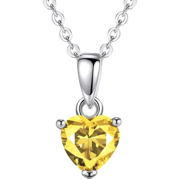 Glory Strieborný náhrdelník Happy so žltým srdiečkom CYD801-11 53199084