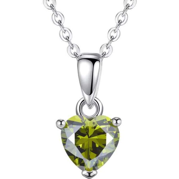 Glory Strieborný nahrdelník Happy so svetlozeleným srdiečkom CYD801-8 53199081