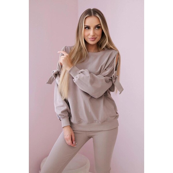 MladaModa Bavlnená súprava s legínami a mašľami na blúzke model 9801 53200242