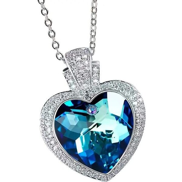 Glory Náhrdelník Kate s modrým krištáľovým srdcom 996 53228413