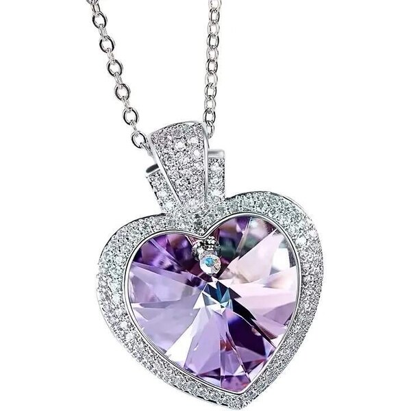 Glory Náhrdelník Lea s fialovým krištáľovým srdcom 997 53228414