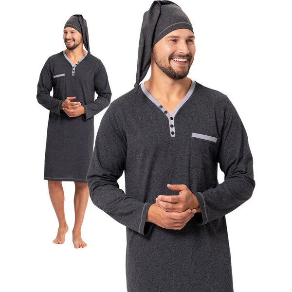 M-MAX Pánska nočná košeľa s čiapkou Bonifác 53241056