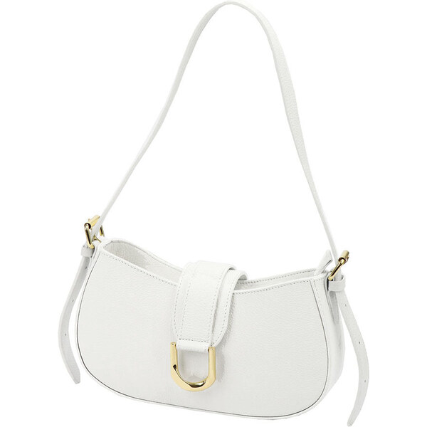 Gregorio Biela trendy kožená kabelka so zlatými doplnkami 53250877