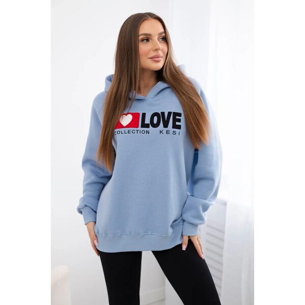 K-Fashion Zateplená bavlnená mikina s kapucňou Love blue 53255173