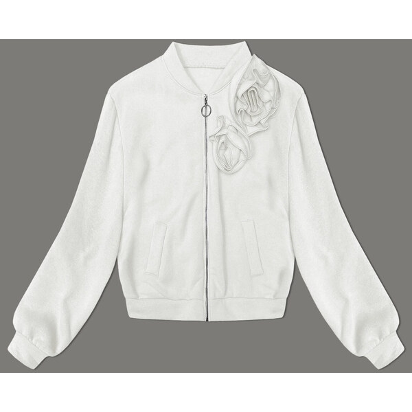 MADE IN ITALY Pletená mikina v ecru farbe s ružami (16023) 53255190