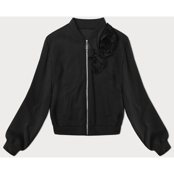 MADE IN ITALY Čierna pletená mikina s ružami (16023) 53255188