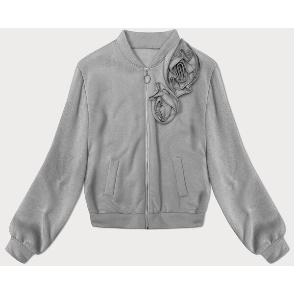 MADE IN ITALY Sivá pletená mikina s ružami (16023) 53255189